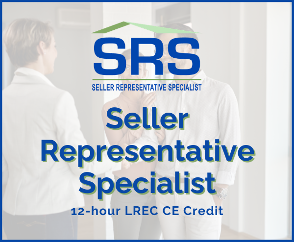 Three people talking. Text reads: 2026 ON-LIVE™ Seller Representative Specialist®, Dec 2-3, 9am-4pm, 12 CE hours.